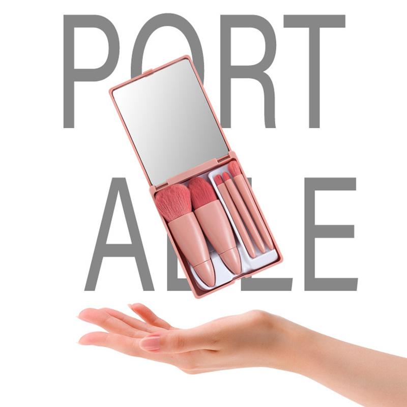 5 Stück Reiseformat Make-up Pinsel Set Mini Make-up Pinsel, Kleines Komplettes Funktions Kosmetikpinsel Set Mit Etui Und Spiegel Perfe