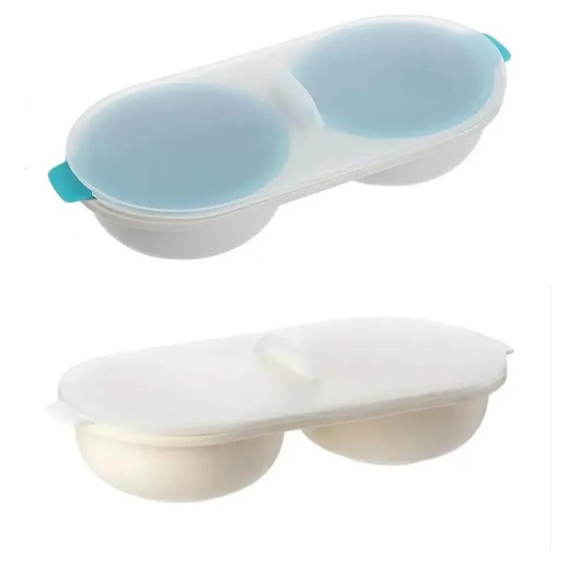 Microwave Eggs Poacher,Double-Cup Egg Boiler,Kitchen Gadget, Hot Spring Egg Mold ,Cooking Tools,Clear Water Lotus Egg Maker