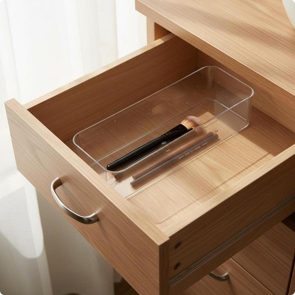 Cosmetic Storage Box Compartmentalized Clear Acrylic Organizer Easy to Clean Makeup Bin