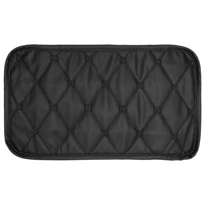Armrest Box Mat Waterproof Dustproof PU Leather Mat Storage Box Cover Pad for Car UseBlack Line On