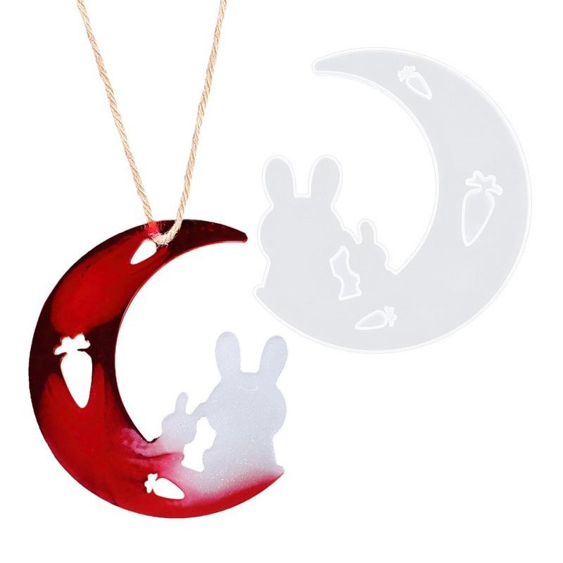 Crystal Drop Gel Moon Mold Diy Rabbit Dolphin Hippocampal Deer Cat Moon Pendant Silicone Mirror Mold