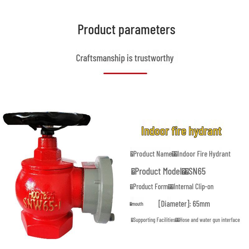 Indoor 65 Three-Copper Rotating Pressure-Reducing Stabilizing Fire Hose Valve, Fits 2-inch and 2.5-inch Hydrants