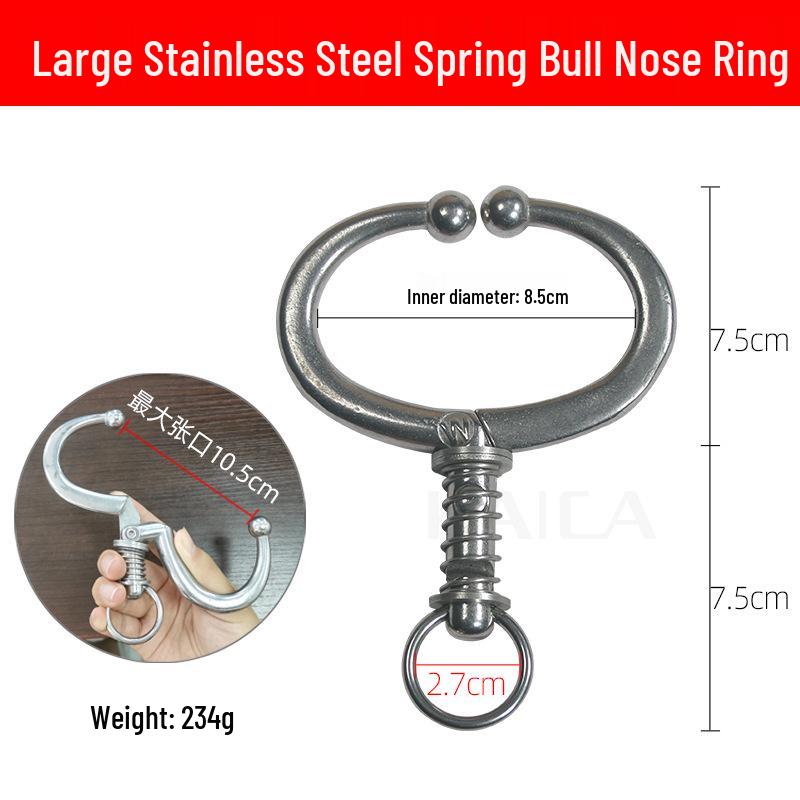 Stainless Steel Bull Nose Pliers for Cattle, Large Size, Punch-Free Spring Type Traction Tool