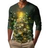 Men's Fashion Printed V-Neck Casual Long-Sleeved T-Shirt Bottoming Shirt Top