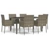 VidaXL Mobilier à dîner de jardin et coussins 7 pcs gris rotin 3185008