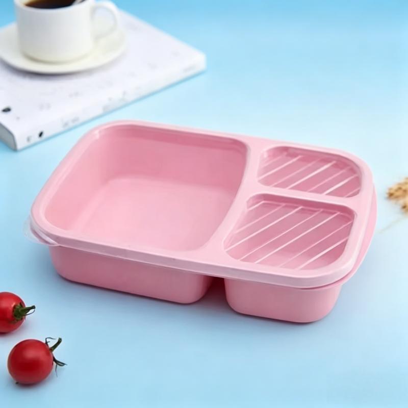 Bento Lunch Box Set 3 Compartment Food Storage Containers Wheat Straw Meal Prep Lunch Box Plastic Food Storage Container