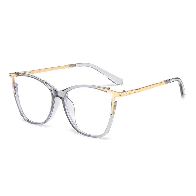 

New Square Plain Glasses Metal Frame Women Men Cat Eye Rectangle Eyewear Blocking Optical Spectacle Eyeglasses for Male Female серый
