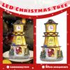 LED Christmas Resin Small House Ornaments Luminous Resin Clock Tower