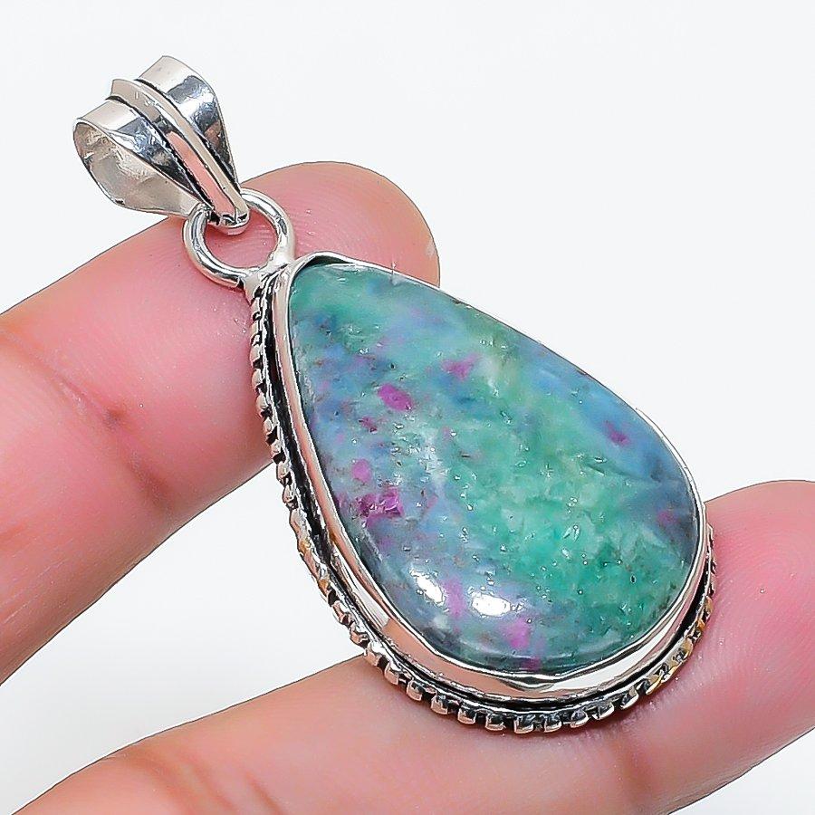 Natural Ruby Fuchsite Gemstone 925 Sterling Silver Jewelry Pendant 1.85 AP-15725