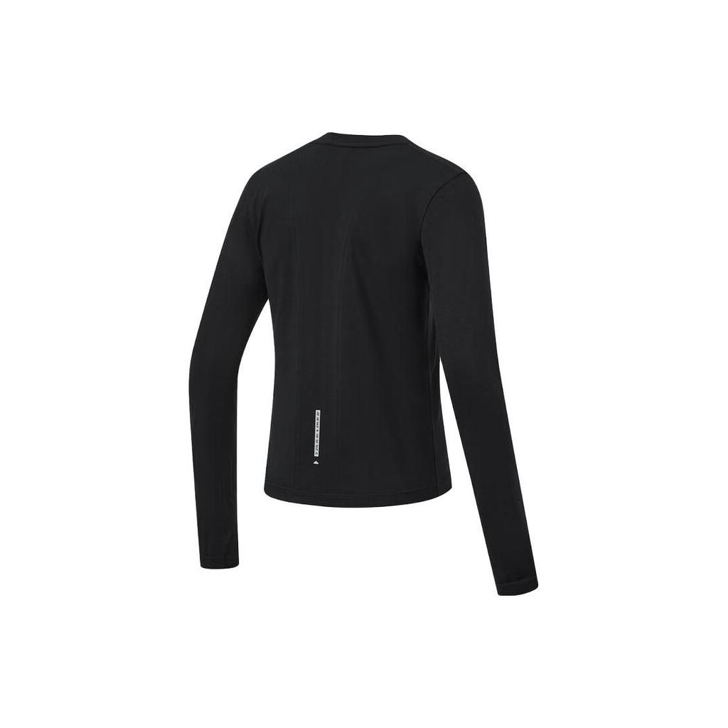Li-Ning Running Series Solid Color Round Neck Slim-Fit Long Sleeve T-Shirt Women Tops Black ATLT082-1