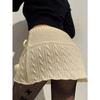 Damska jednokolorowa spódnica z dzianiny Chipotle Twist Peplum Hairball Emblemed Woolen Half Spódnica