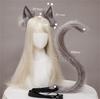 2Pcs/Set Plush Cat Ears Tail Set Realistic Lolita Headband Cat Tail Cosplay Props Hand-Made Simulation Animal Ears