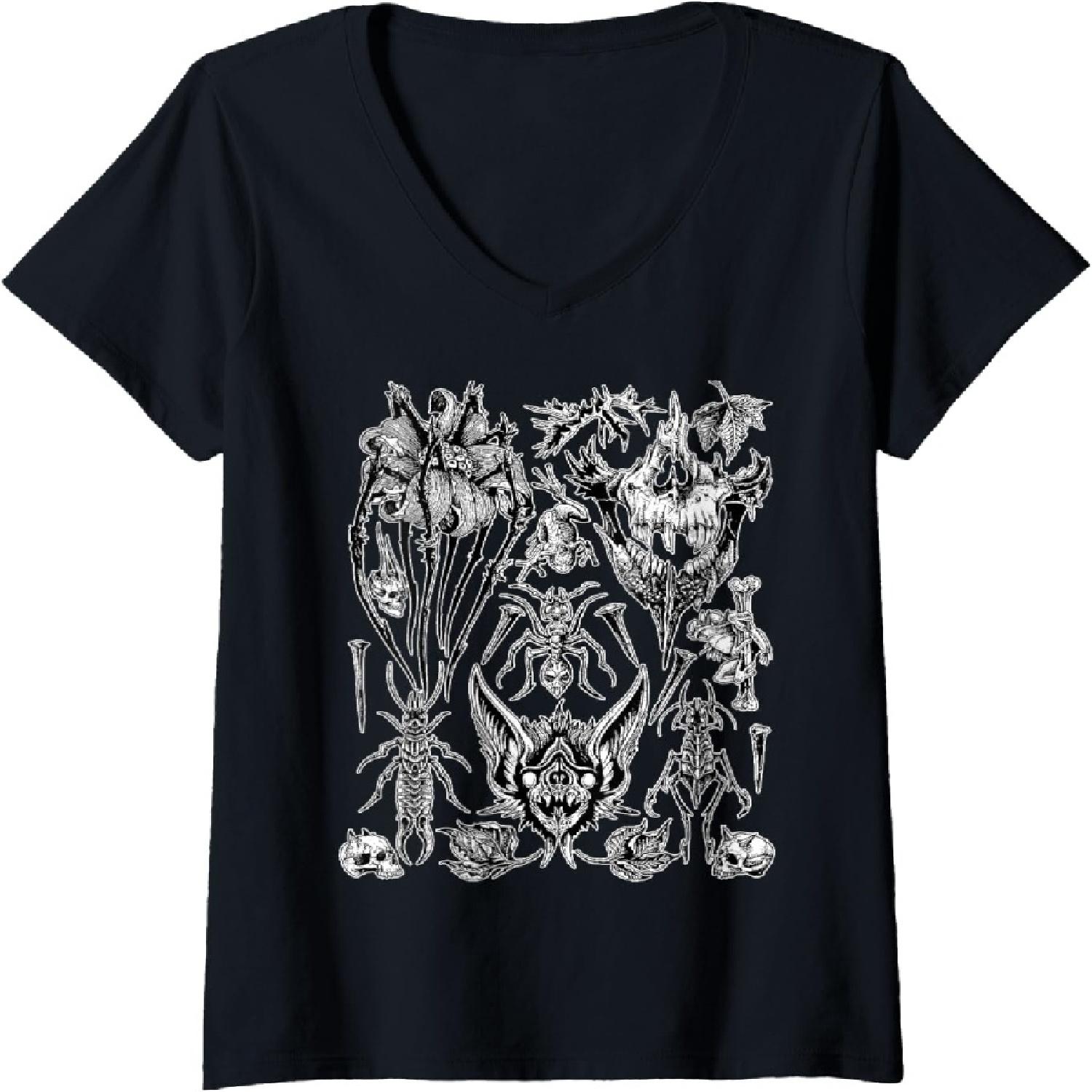 

Womens Gothic Satanic Pagan Witchcraft Spooky Occult Elements 666 V-Neck T-Shirt XXXXXL різнокольоровий