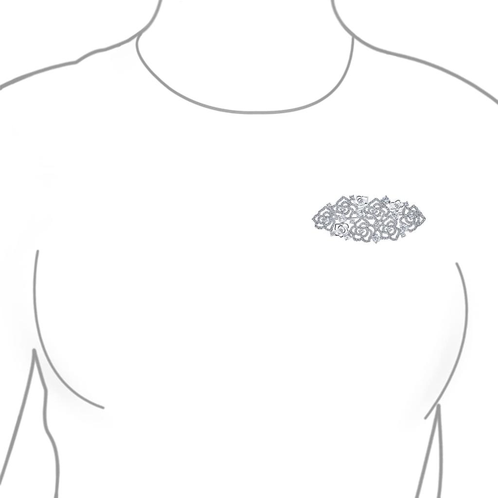 Romantischer Pflasterstein Hochzeit Braut Kristall Mode Gatsby Vintage Art Deco Stil Cluster Blume Rose Schal Brosche Anstecknadel für Frauen Versilbert Damen