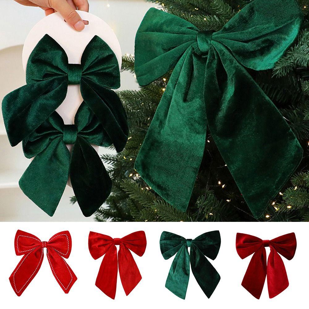 1/2PCS Red Christmas Decorative Bowknot DIY Accessories Flannel Xmas Tree Hanging Bowknot Big Size Showwindow Ornament