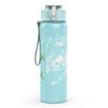 1PC Tea pink text band print 750ml colorful plastic sports water bottle leakproof pop up lid with straw for outdoor work home use