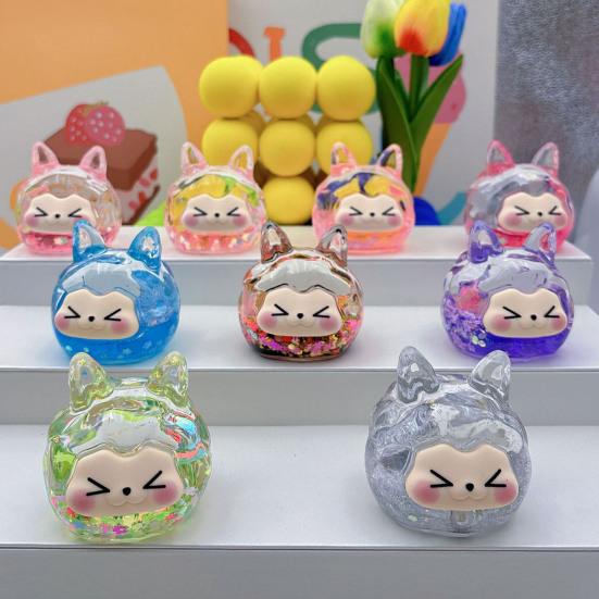 Cartoon Animal Quicksand Figurine Glitter Sequins Liquid Filled Animal Statue Sculpture Home Office Desktop Bookshelf Decoration Ornament Festival