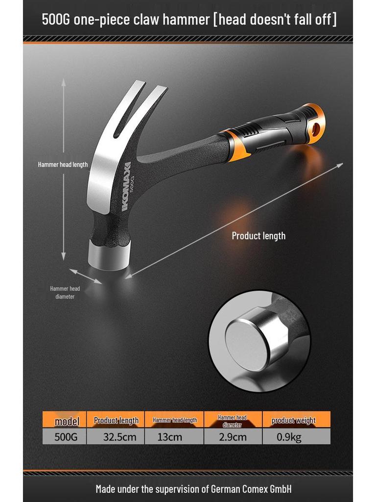 Claw Hammer for Woodworking: One-Piece Iron, Handmade Mini Small Hammer, Special Steel, Perfect for Household Use.
