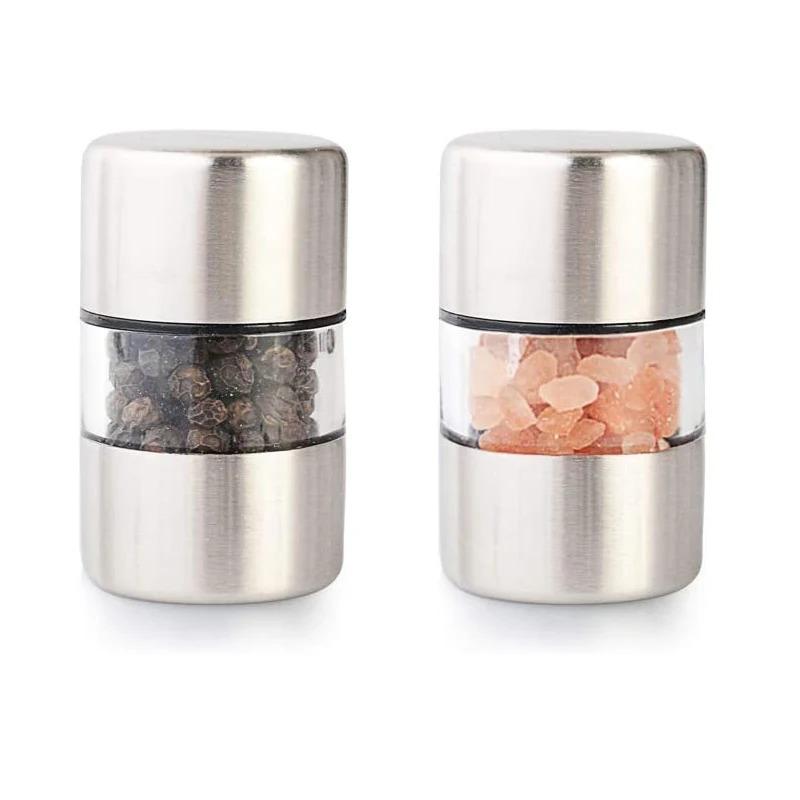 Manual Stainless Steel Salt&Pepper Grinder - Portable Mini Mill for Herbs,Spices, and Rose Salt, Adjustable Coarse/Fine Kitchen