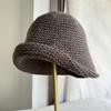 Wool Knitted Rolled-edge Bucket Hat For Women, Winter Warm Fisherman Hat, Large Head Circumference Wool Basin Hat