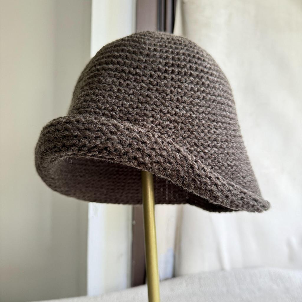 Wool Knitted Rolled-edge Bucket Hat For Women, Winter Warm Fisherman Hat, Large Head Circumference Wool Basin Hat