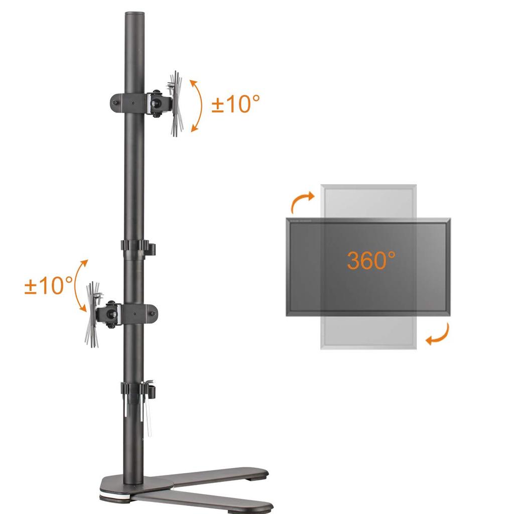 Bracwiser Monitor Arm Dual Display Upper and Lower 2 PC Monitor LCD Display Arm Compatible with Load Capacity 10kg VESA Standard ML7802 Stand,