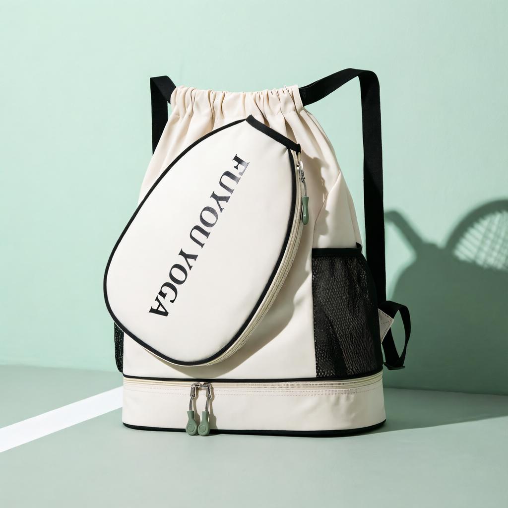 Large-Capacity Drawstring Badmint Bag with Shoe Compartment Design, Backpack, Outdoor Workwear Style, Computer Bag, Student School Bag