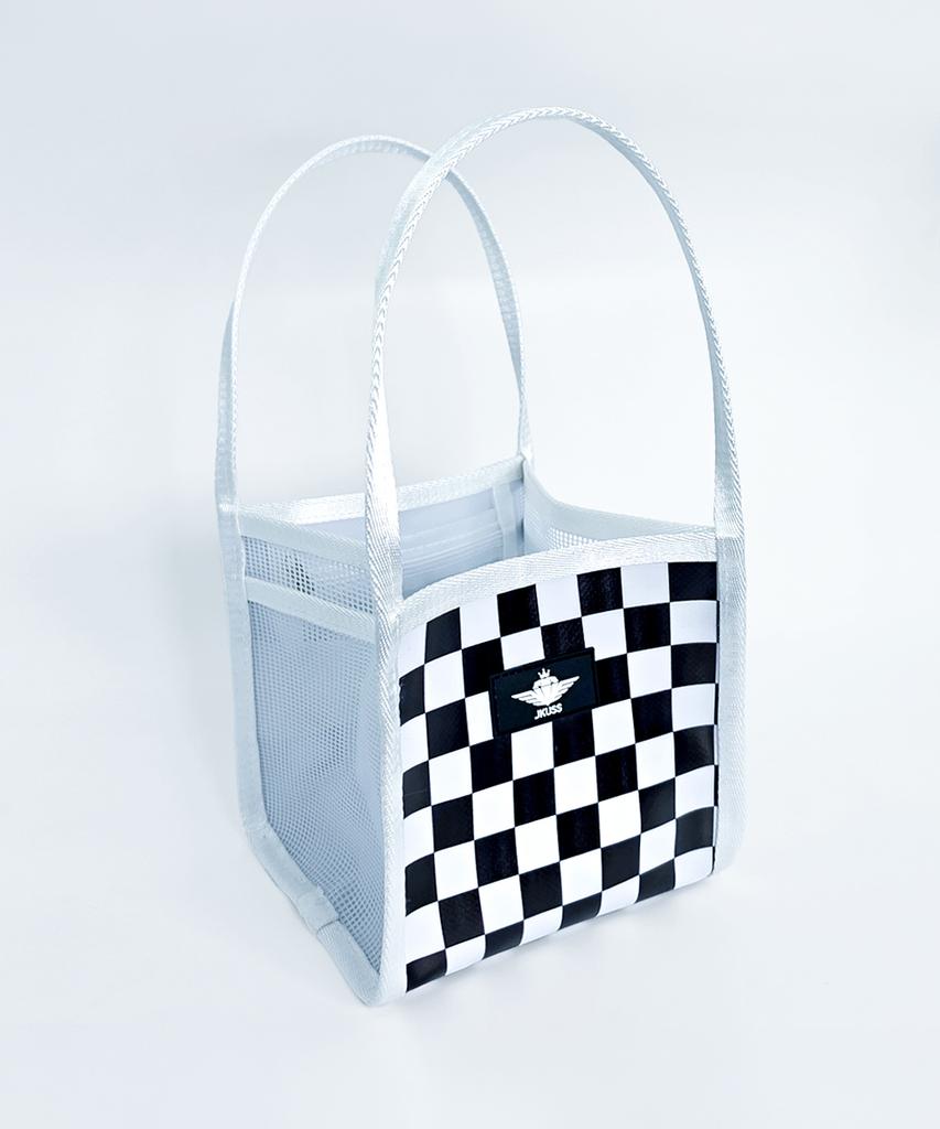 Jeikeoseu Checkerboard Mesh Quad Bag White 178B