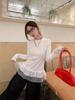270g German Velvet Korean Lace Patchwork Round Neck Long Sleeve T-shirt - Slimming & Flattering Autumn/Winter Top