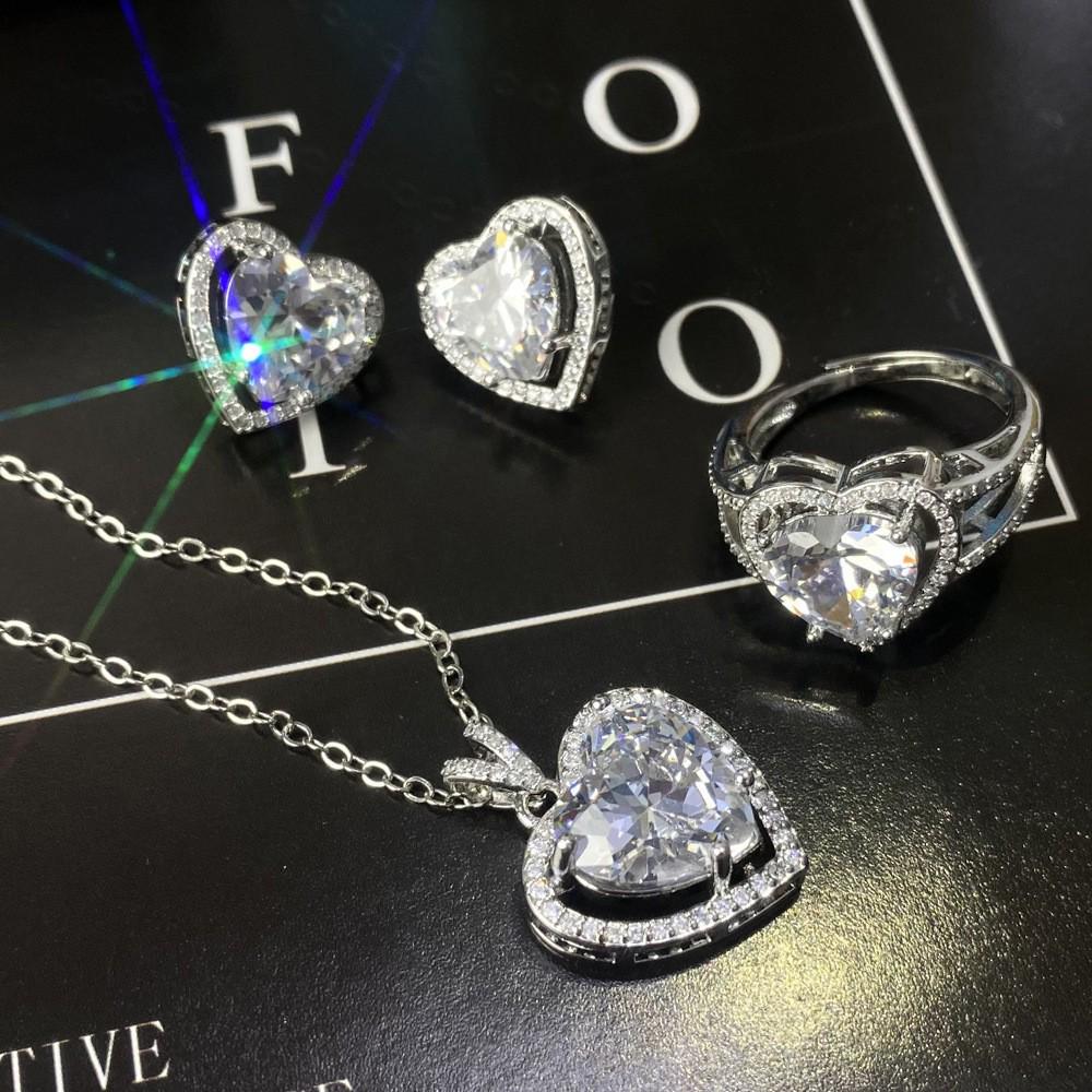 Multicolor Gemstone Queen Crown Necklace, Ring, Earrings & Pendant Set for Women