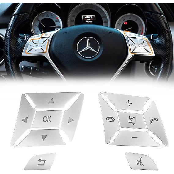 Moonlinks Steering Wheel Button Sticker Compatible With Mercedes A B C E M G SL GL GLA CLA GLK SLK GLS Class,Steering Wheel Button Decoration Trim