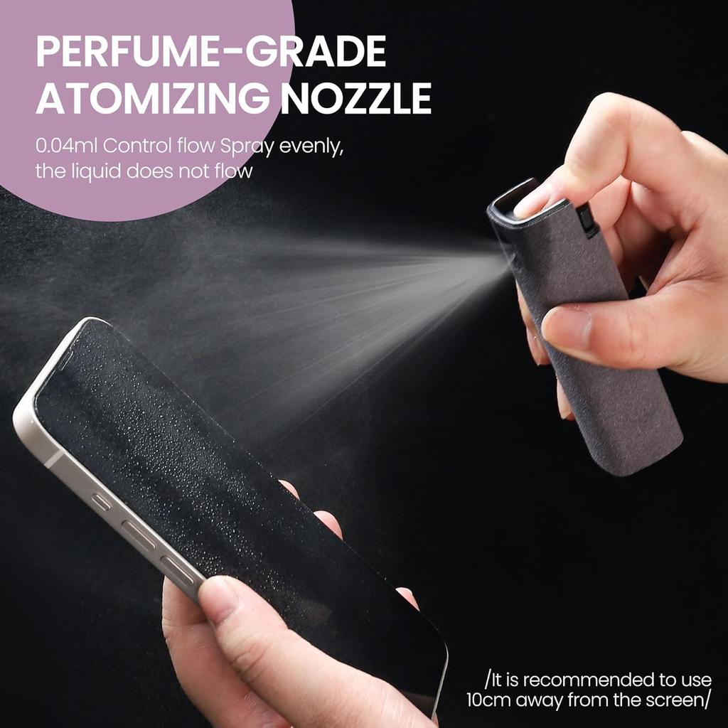 1pcs Screen Cleaner, Touch Screen Mist Cleaner, Cell Phone, Laptop and Tablet Screen, 2-in-1 Spray and Microfiber Cloth
