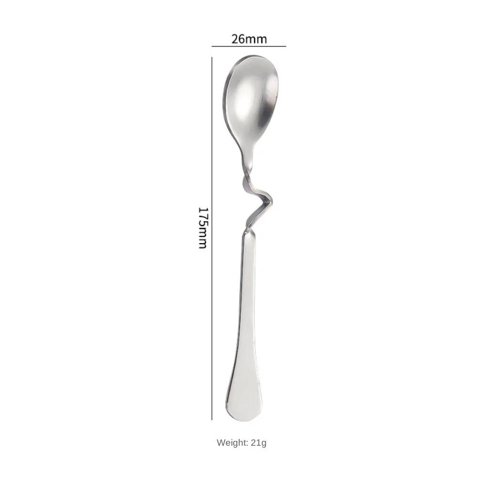New Stainless Steel Teaspoon Curved Handle Twist Stirring Spoon Long Handled Hanging Cup Spoon