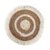 Tassel Edge Table Mat Handmade Braided Straw Woven Placemats Kitchen Accessories   Kitchen
