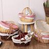 Multoclor Wicker Picnic Basket with Handle Weaving Design Wicker Woven Basket Handicraft Large Capacity Hand Basket Fruit