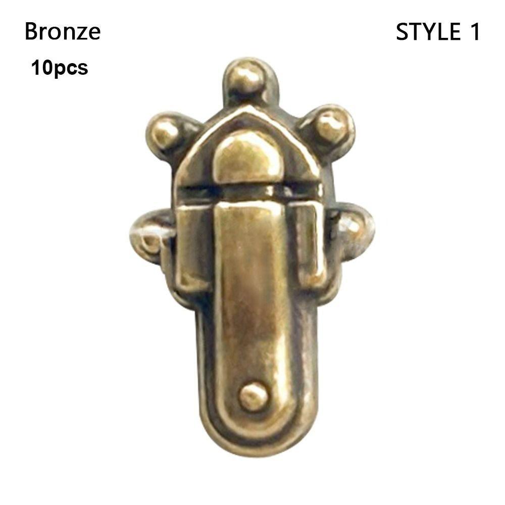 

5/10pcs Multi-colors DIY Manual Mini Doll Suitcase Buckle Metal Crafts Lock DIY Doll Accessories Bronze-Style 1