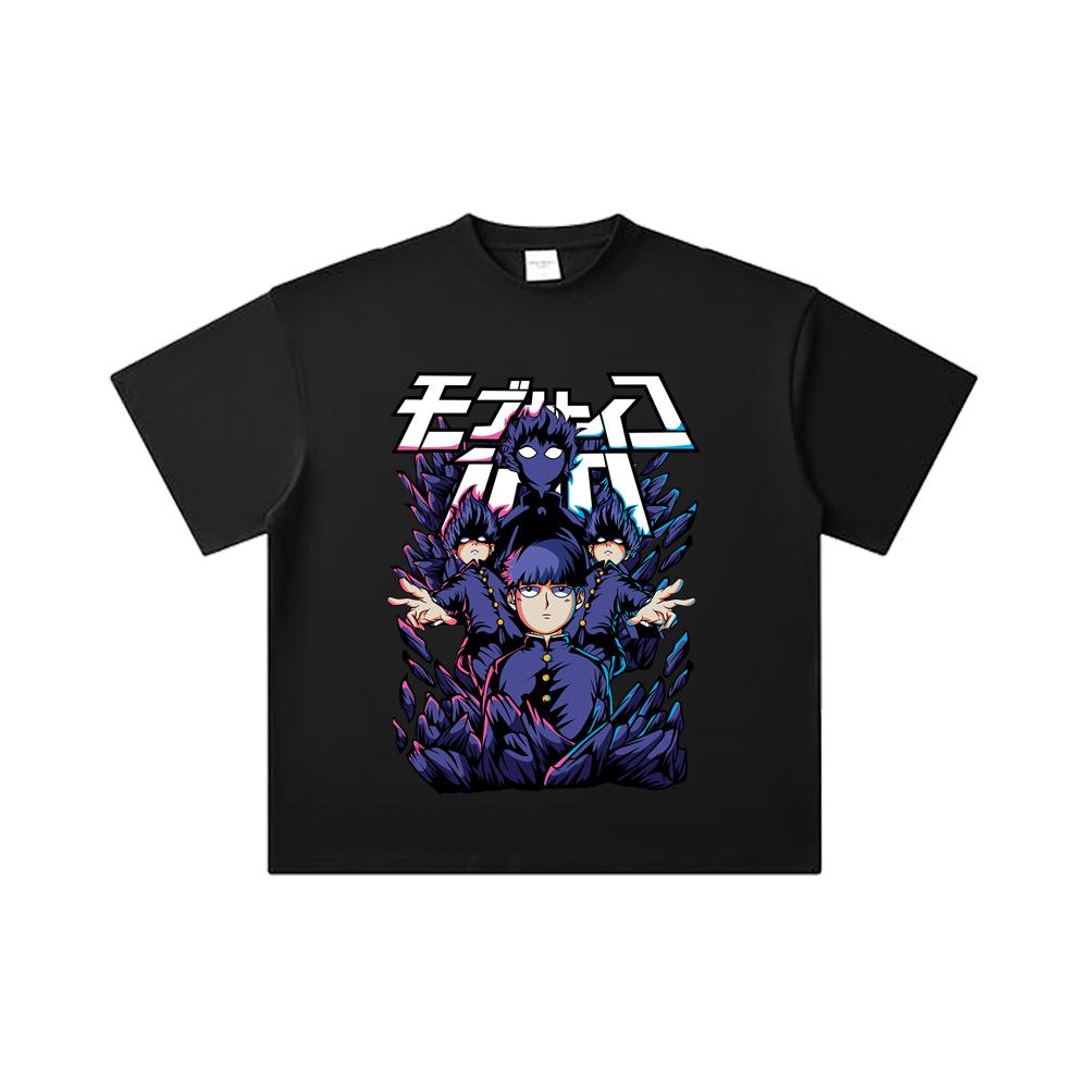 260 GSM Double Yarn 32 Count 100% Cotton Mob Psycho 100 V1 Shiego Print Unisex Heavy Cotton T Shirt