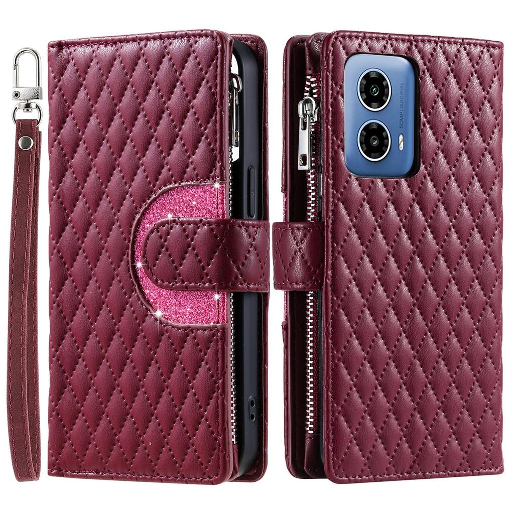 Style 013 for Motorola Moto G85 5G/S50 Neo 5G Case Rhombus Leather Zipper Phone Cover