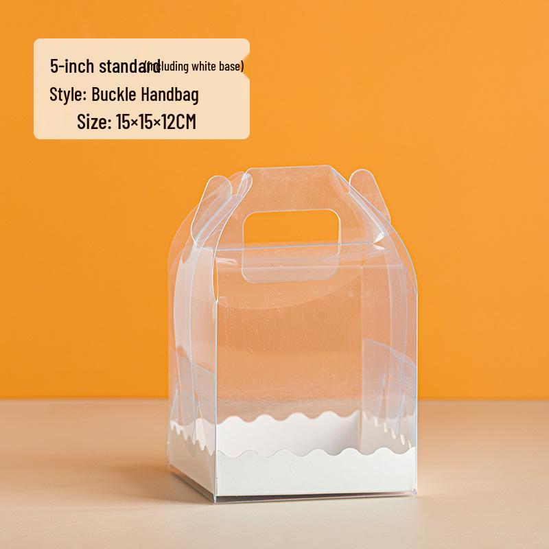 Four-Inch Transparent Cake Box with Handle for 2/3/5/6-Inch Western-Style Pastries