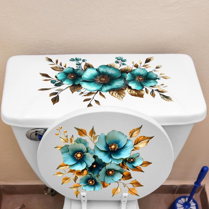 Home Decoration Embossed Flower Leaf Stickers Self-Adhesive For Toilet Lid Bathroom Bedroom