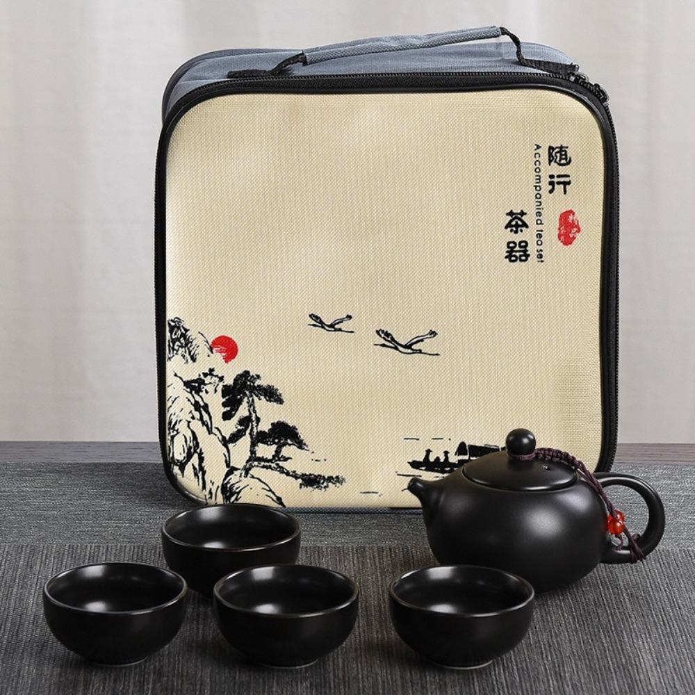 9pcs/Set Ceramic Teacup Teapot Set With 4 Tea Cup Travel Teapot Chinese Gongfu Tea Set  Picnic