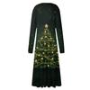 Women's Autumn And Winter Casual Fashion V-neck Long Sleeve  Print Long Dress
