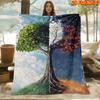1pc 2D Flat Printing Spring And Summer New Arrival All Seasons Theme Tree Scenery Digital Print Blanket, Throw Blanket, Soft And Comfortable 100% Fibe
