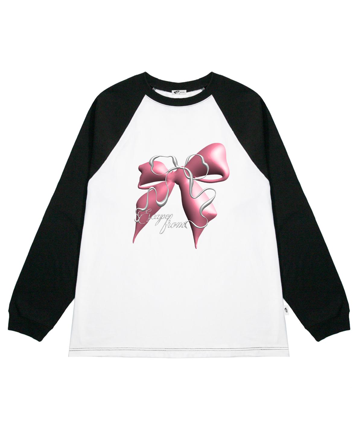 Escape From Pink 3D Layered Ribbon Print Long Sleeve Black M