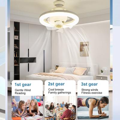 Modern Ceiling Fan with LED Light Remote Control Silent Ceiling Fan for Bedroom Living Room Kitchen