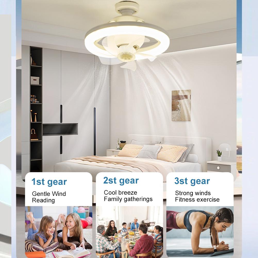 Moderní stropní ventilátor s LED světlem a dálkovým ovládáním, tichý stropní ventilátor do ložnice, obývacího pokoje a kuchyně