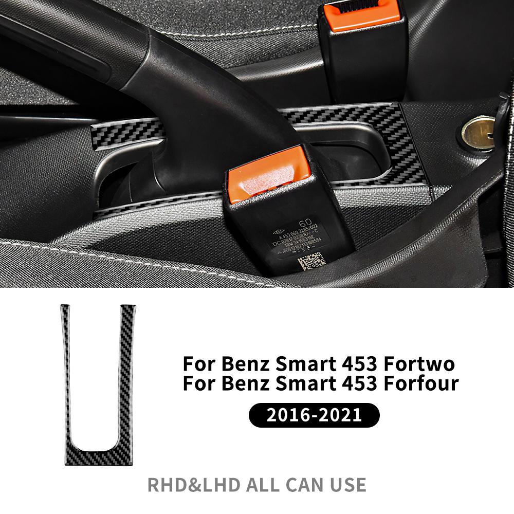 Real Soft Carbon Fiber Sticker For Mercedes Benz Smart 453 Fortwo/Forfour 2016-2025 Car Gear Handbrake Panel Trim Accessories