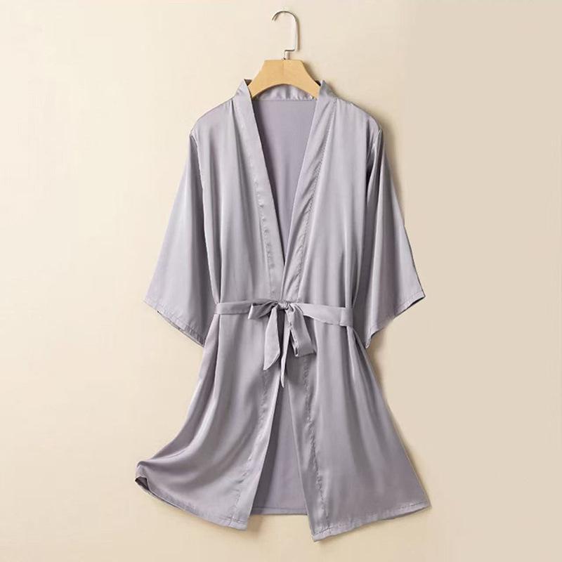 Women's Ice Silk Robe: Elegant, Sexy, and Thin Pajamas for Spring and Autumn.