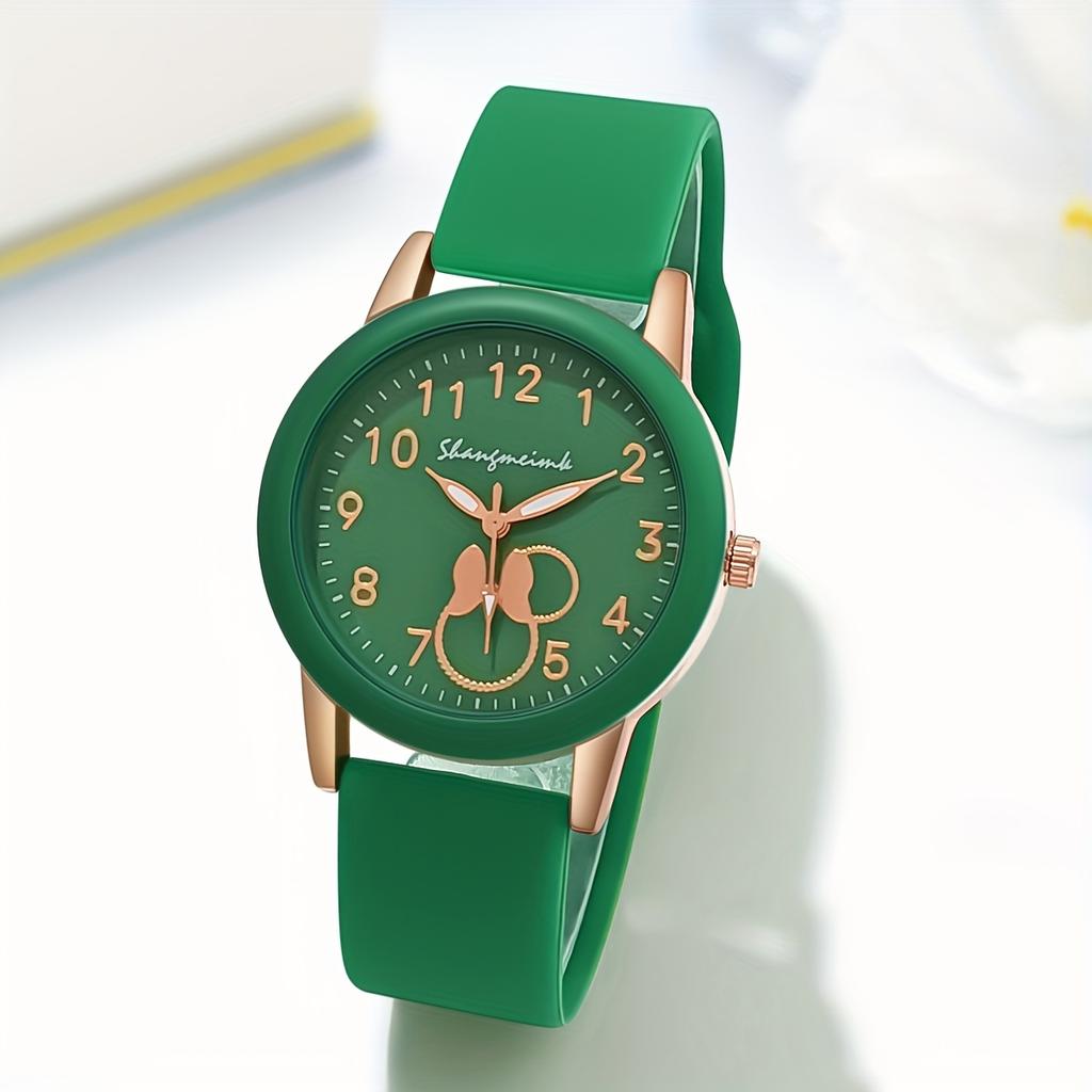 Casual Round Pointer Women Quartz Watch Cute Candy Color Analog Silicone Band Wristwatch
