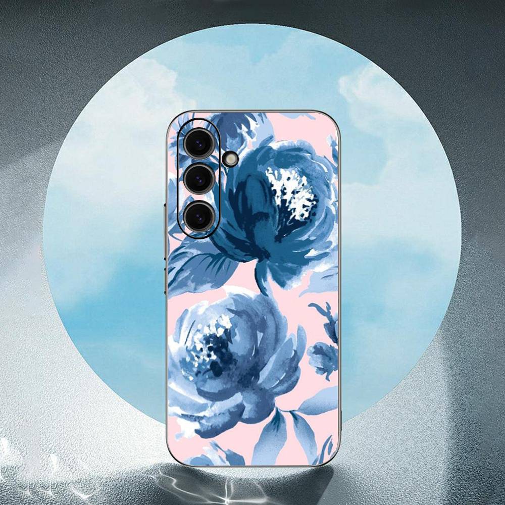 Blaue Rose Kunst Für Samsung Galaxy S23 S24 S25 Ultra S22 Plus S21 Schwarzes Weiches Case Wasserdichtes Weiches Case